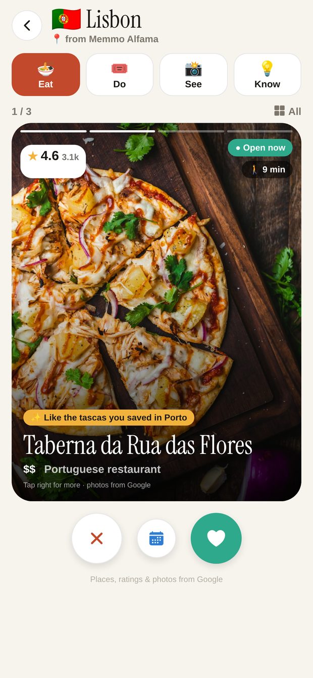 Swipe through restaurants by their dishes