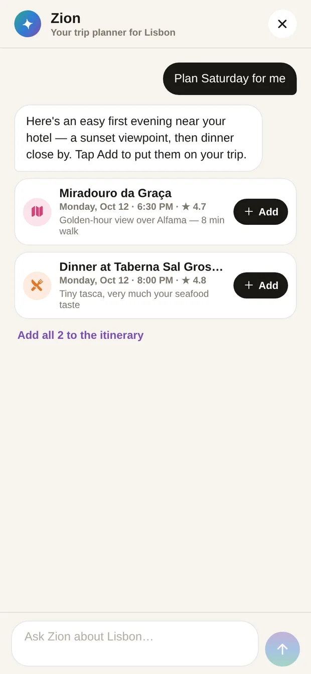 Zion planning a day